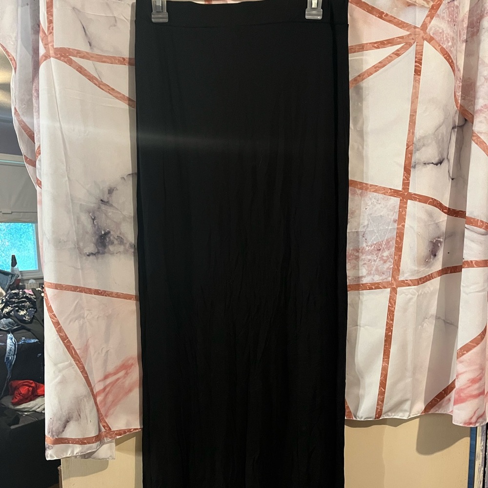 Shein - Black Maxi Slit Skirt Night Out - Picture 5 of 8